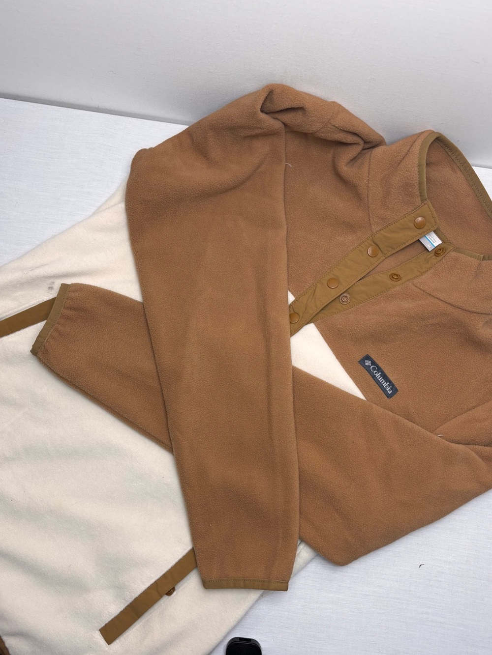 Columbia Two-Tone Fleece Snap Pullover - Brown & Cream